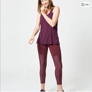 (Like new) Sweaty Betty Power Mesh 7/8 Leggings, Oxblood color Size XS